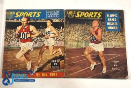 2x World of Sports Signed front cover: Vladimir Kuts of the USSR on his way to winning the 10,000