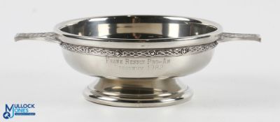 1982 Frank Rennie Prestwick Golf Club Pro-Am Tournament Pewter Quaich - the base engraved with