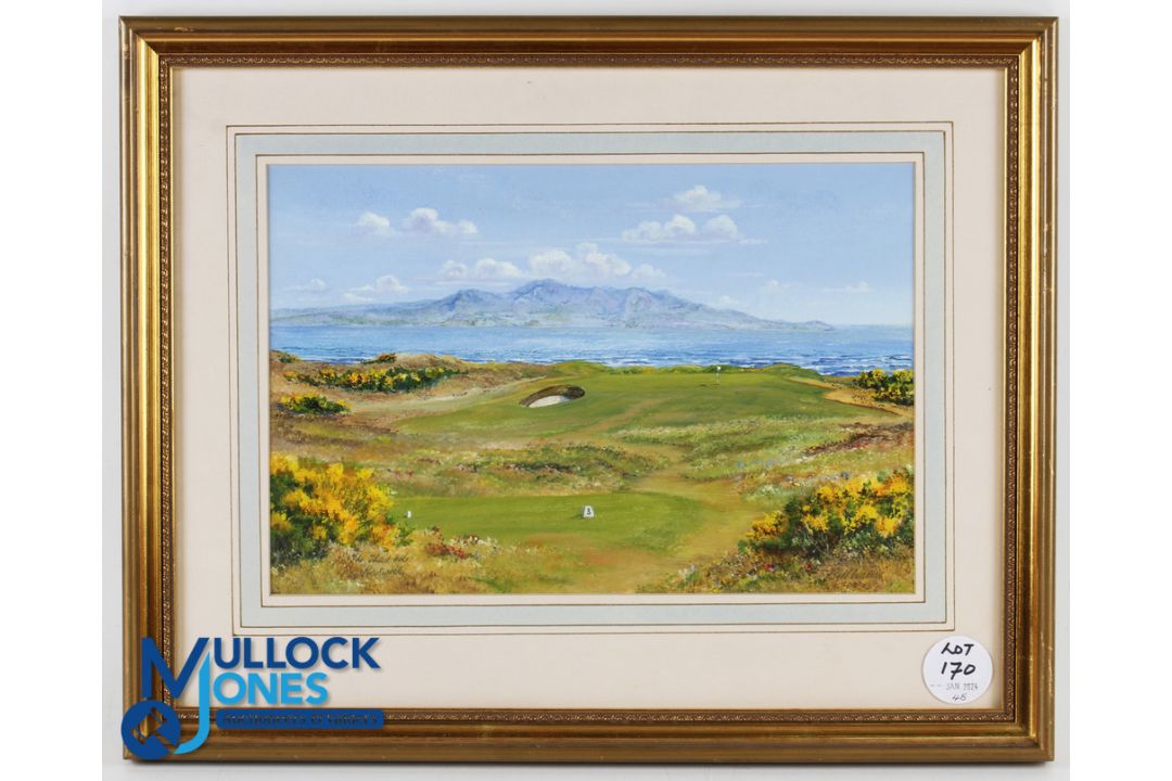 Bill Waugh - scarce The Third Hole St Nicolas Golf Club Prestwick original watercolour signed and