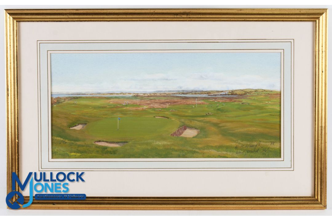 Bill Waugh - Westward Ho! Golf Links original watercolour signed and dated '82 comprising a view - Image 1 of 2
