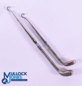 2x 1930s Silver and Steel Golf Club Button Hooks - both fitted hallmarked silver socket head golf