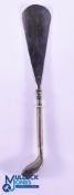 Early 20thc Silver Golf Club Shoehorn - hallmarked Birmingham 1910 - fitted with silver golf club