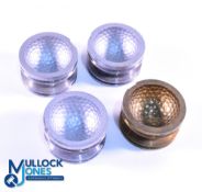 4x Metal Dimple Pattern Golf Ball Moulds - 3x with 0 to the base internally and numbered QI B216, QI