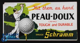 Period Peau-Doux Golf Ball Advertising Card Sign, this was produced for Schramm Drugs as a drug