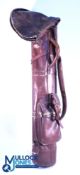 Period full leather Golf Bag, with a zip-able hood, all complete with all zips working, has wear you