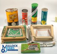 Vintage Dunlop Tennis Ball Tins Boxes Tennis Racket Press, a German Dunlop tennis ball tin, Dunlop