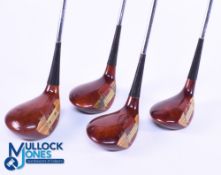 Jack Nicklaus Muirfield MacGregor light stained persimmon woods (4) features 1,3, 4 and 5, with