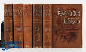 The Badminton Library Golf Books - to include edition from 1890 x2, 1892, 1895, 1901 (5)