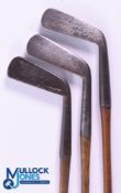 3x Gutty golf ball pre 1900 cleeks - makers incl' Andrew Forgan of Glasgow, W Kirk of Wallasey,