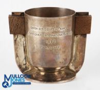 1936 France Amateur Golf Championship Finalist White Metal Trophy Cup - engraved 