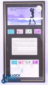 1878-1978 Jersey Golf Club Centenary Stamps set, framed, and mounted mint set of stamps with a first