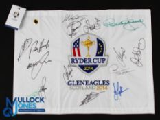 2014 Ryder Cup Gleneagles European Team Signed Embroidered Pin Flag - signed by Paul McGinley (