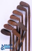 Restoration - 9x Assorted irons - to incl' long irons, mid-irons and niblicks, indistinctly marked -