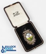 1924 Tarbrax District Golf Club Silver and Enamel Ladies Medal - depicting enamel female golfer to