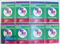 Eight Stuttgard West Germany 1986 European Athletic Championships programmes - Day 2, 3, 4 and 5,