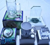 Football glassware - 100 years Centenary Collectables x2, Lairg Sutherland Scotland West Auckland FC