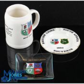 1974 & 1980 British and I Lions Souvenir Items (3): Large 13cm tall cream ceramic tankard with