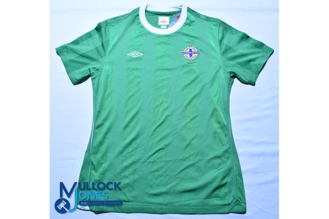2010-2012 Northern Ireland FC home football shirt. Umbro, size 12, green, with tags - Image 1 of 2
