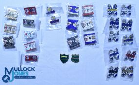 Twenty-six Leicester City Football Club European football badges plus two Leicestershire County
