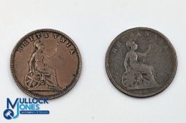 2x 1835 1 Lepto Ionian Island 1835 Britannia 1835 Ionikon Kpatoe coins