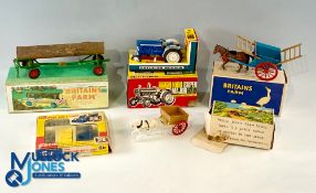 Britains Farm Vehicles Accessories, boxed items incl transport box and load 9545, Ford super major
