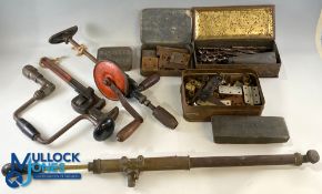 Vintage Tools & Accessories, to include brace and bits, Drowal garden brass sprayer, Chatwin 14