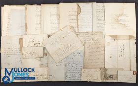 1658-1839 Letters, Manuscripts and Poems: a good selection inc noted a 1658 rent receipt, the