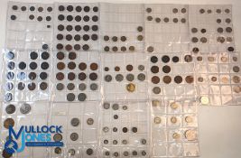 QV-ER Coin Collection all in plastic sheets, with halfpenny, penny, threepence shillings, florins,
