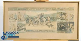 Period Print of Widdicombe Fair by T F Richards 1915, in gilt frame - with some signs of wear, under