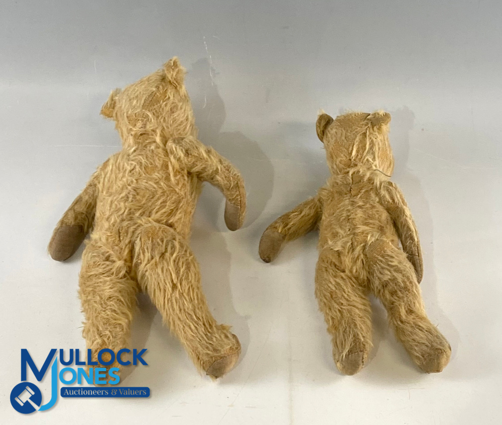 2 Period English straw filled mohair Jointed Teddy Bears, both with 5 joints and replacement eyes ( - Image 3 of 3