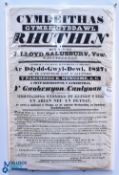 The Welsh Society of Ruthin 1827 large, printed Poster - advertising the Annual Ring Festival to