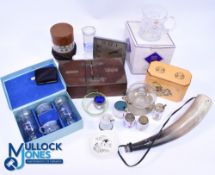 Mixed Lot of Collectables: to include Denby cruet set, tea caddy, horn, salt and pepper pots,