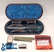 Mixed Lot of Antiques & Collectables: to include a boxed antler handled carving cutlery set James