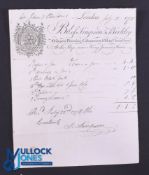 Great Britain - Early Pictorial Ships Chandlers Bill 1778 - Bought of Simpson & Birkley, Oilman,