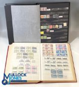 Two stock books of stamps - Book 1 with 22 pages of small blocks of unfranked stamps mainly from the