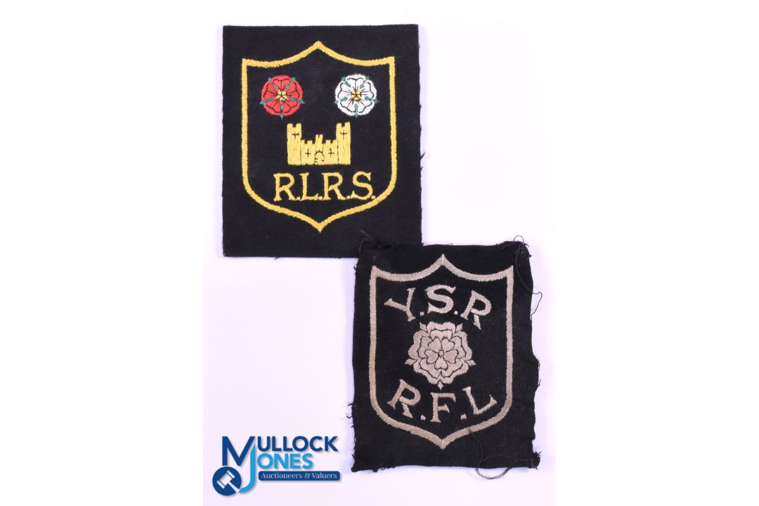 1920s Rugby League Referees Blazer Badges (2): One with red and white roses, gold castle and RLRS (