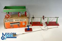 Mamod Open Wagon OW1, in period box, a play worn model with some paint loss, plus 2 Mamod belt