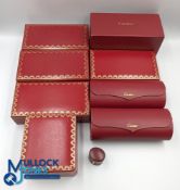Collection of Cartier Empty Jewellery Cases Boxes, a mixed lot of 8 fine Cartier named boxes, made