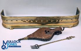 Period Brass Fireplace Hearth Fender Guard, Toasting Fork Bellows, the fender size - #15cm x 21cm