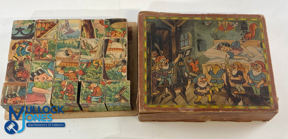 Period Children Toys, Books Jigsaws, to include wooden bricks, pull along duck, spinning top - Image 3 of 5