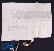 Elizabeth I - Suffolk - Marriage Obligation Contract on Parchment - in English in fine script, based