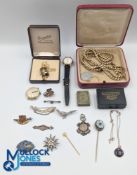 Jewellery and Costume Jewellery: to include a small 9ct pin with cross, hallmarked silver NT CCC