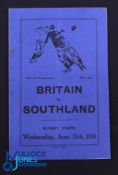 Rare 1930 Rugby Programme, British & I Lions v Southland: Official Programme from the game won 9-3