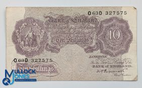 1934-49 Peppiatt Old British 10 Shillings Banknote - in circulated condition
