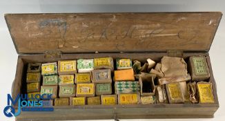 Wooden Box of Vintage Nettlefolds Brass Screws (Job Lot) imperial sized screws in assorted part used