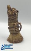 Antique Fox Head Wine Champagne Wine Bottle Brush Duster, with glass inset eye, possible