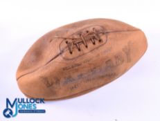 Rare 1930 Australian XV Match Ball v British & I Lions: Tan, full size, partly deflated attractive