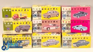 9 Vanguard Scale Diecast Models, 1:43 and 1:64 scale boxed models with noted models of MGA open top,