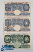 1939-1962 Old British One Pound Banknotes Collection: a circulated collection of 2 Peppiatt, 1x