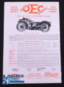 OEC Motor Cycles 1936 Sales Brochure - 6 page fold out catalogue illustrating their range of 2 Motor